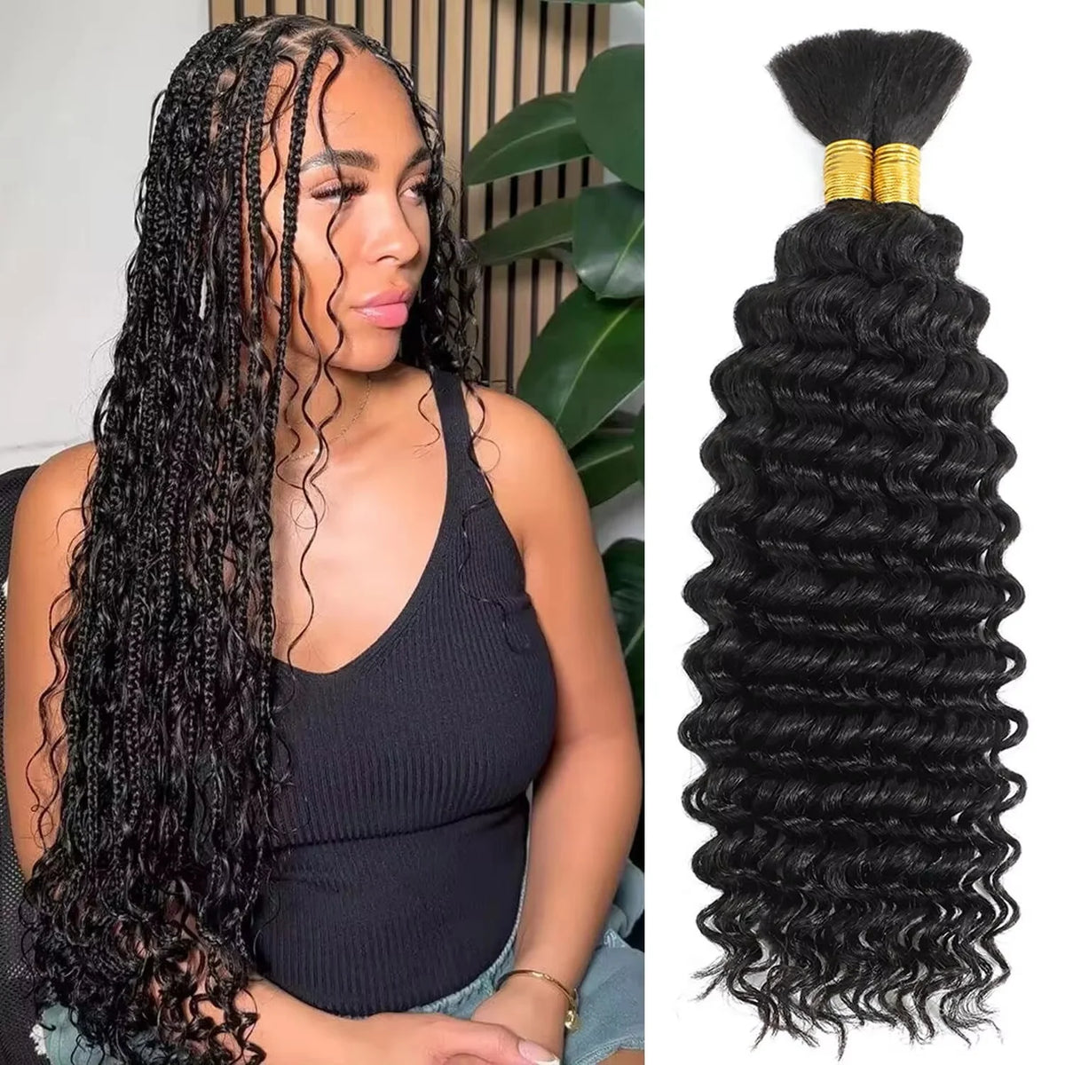 Tressage humain cheveux vague profonde en vrac cheveux humains 100g sans trame cheveux humains paquets Micro humain tressage cheveux pour Boho tresses