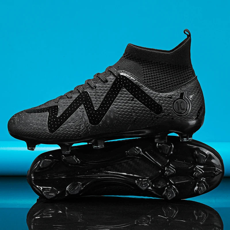 Chaussures de Football professionnelles FG/TF pour adultes, bottes de Football à longues pointes antidérapantes, crampons à cheville haute pour jeunes enfants, baskets de Football en herbe ﻿