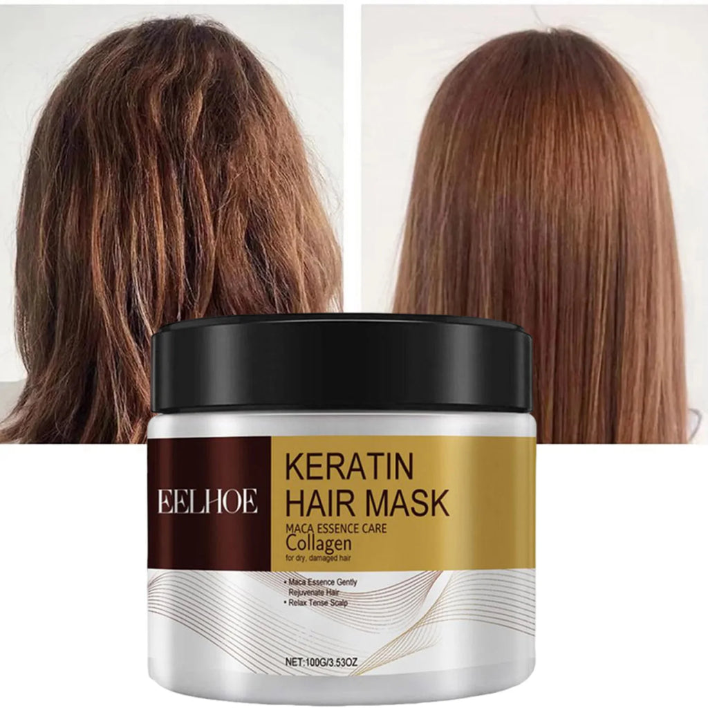 Masque capillaire au collagène et à la kératine, contrôle du sébum, masque capillaire à l'huile d'argan marocaine, revitalisant, doux, lisse, réparation des cheveux abîmés, soin des cheveux