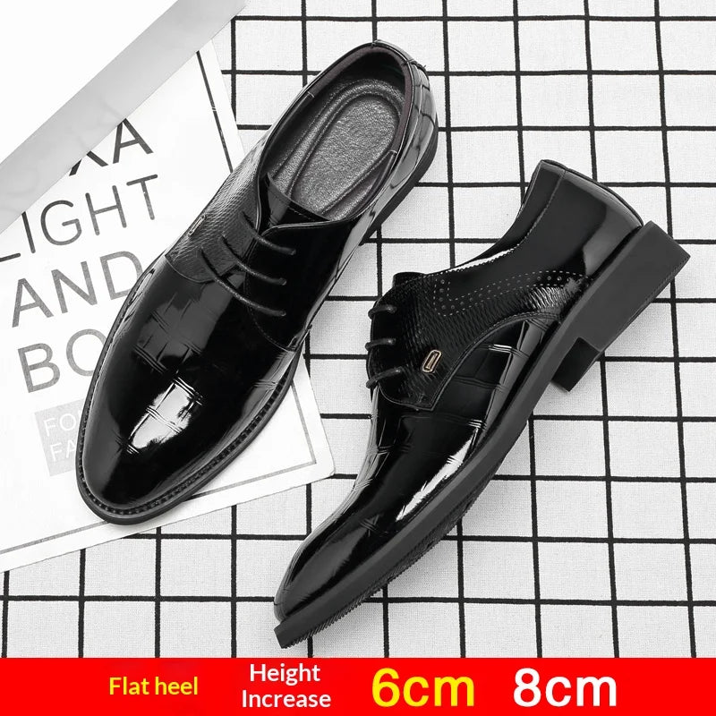 Chaussures rehaussantes pour hommes, élévation de 6/8 cm, invisibles, en cuir, style Oxford Derby, pour mariage et affaires, à lacets