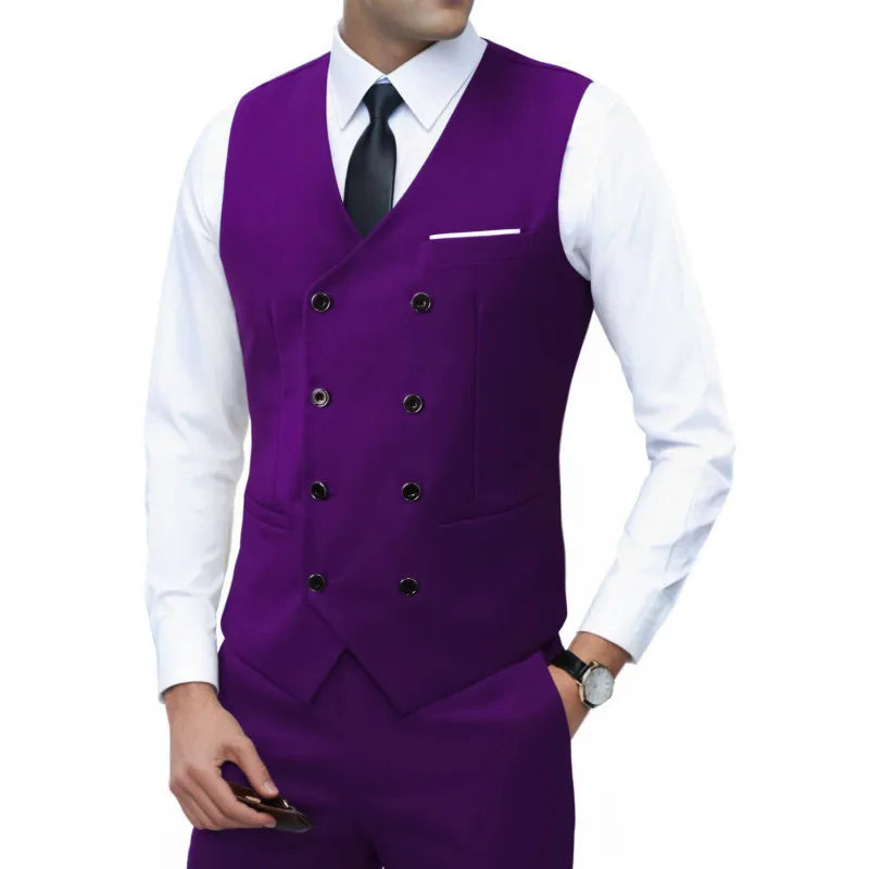 Nouvelle marque robe gilets pour hommes décontracté coupe ajustée hommes costume Gilet Double boutonnage Gilet Homme formel affaires veste