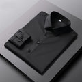 Chemise à manches longues pour hommes, couleur unie, décontractée et à la mode, haut d'affaires sans repassage et résistant aux rides