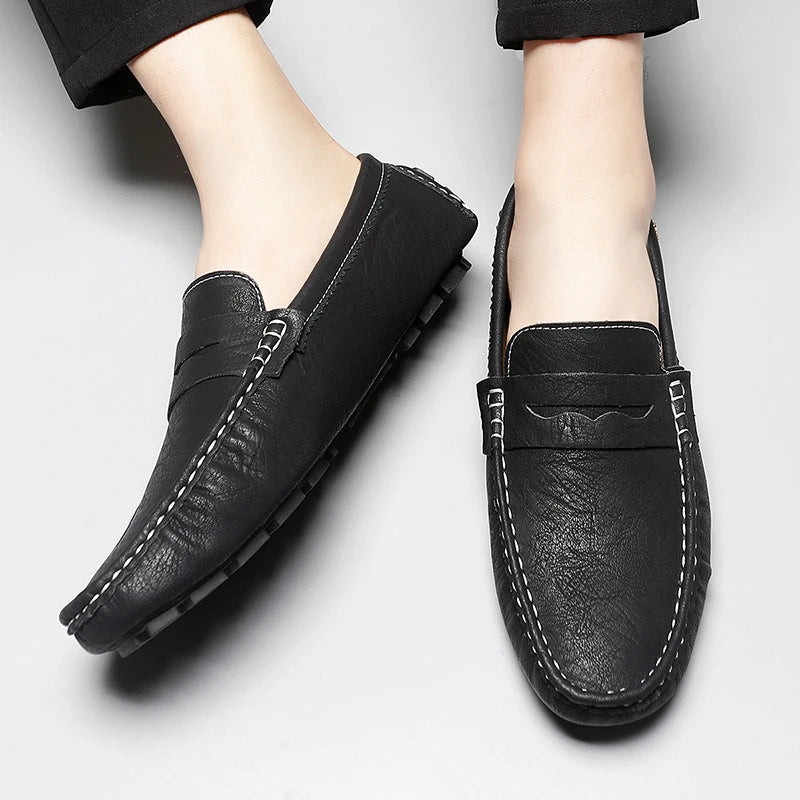 Chaussures italiennes formelles pour hommes, mocassins en cuir faits à la main, chaussures plates à enfiler, chaussures de conduite, chaussures décontractées de luxe confortables pour hommes