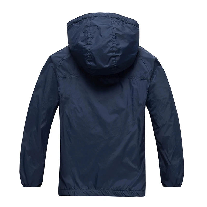 Veste de dehors Imperméable pour Garçon de 3 à 12 Ans, Manteau à Capuche à Double Couche, Coupe-Vent, Printemps, Automne et Hiver