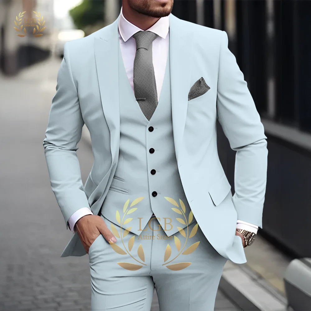 Costume 3 pièces kaki pour hommes, classique, revers, Business, formel, mariage, marié, coupe cintrée, élégant, Style Gentleman, Blazer à la mode