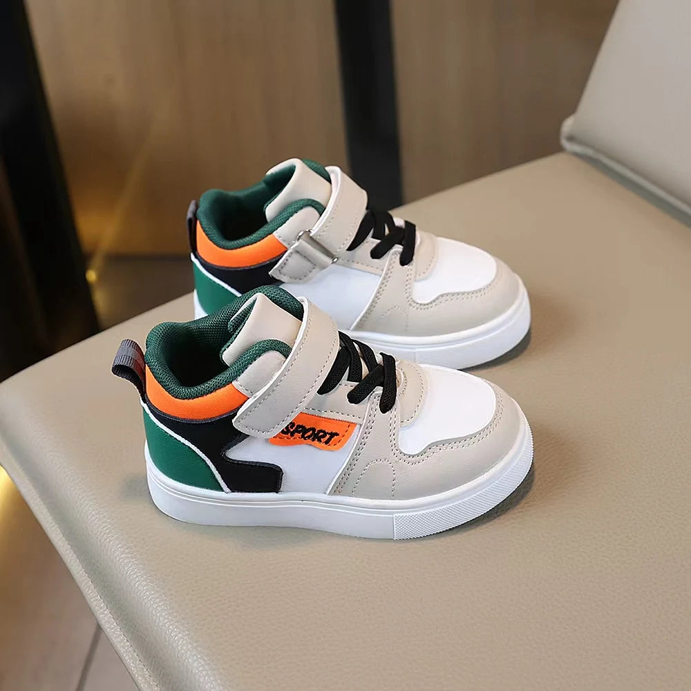 COMFY KIDS Baskets mi-hautes grises multicolores pour enfants de 3 à 8 ans, pour jeunes enfants actifs, faciles à enfiler et à retirer, avec fermeture à boucle et à lacets, semelle légère, chaussures décontractées po