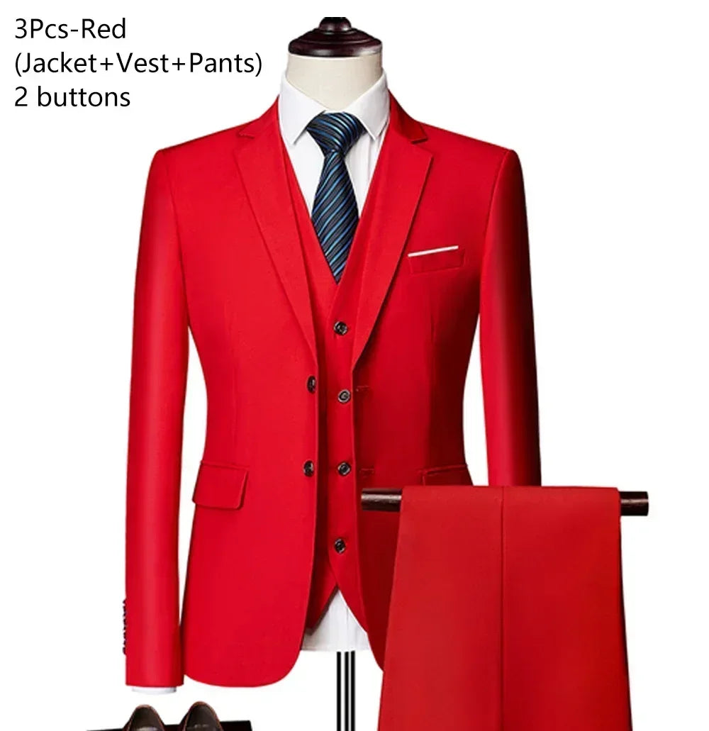 Costumes pour hommes élégant mariage 3 pièces Blazers tenue 2 ensemble vestes gilet pantalon complet 2025 mode classique affaires formel