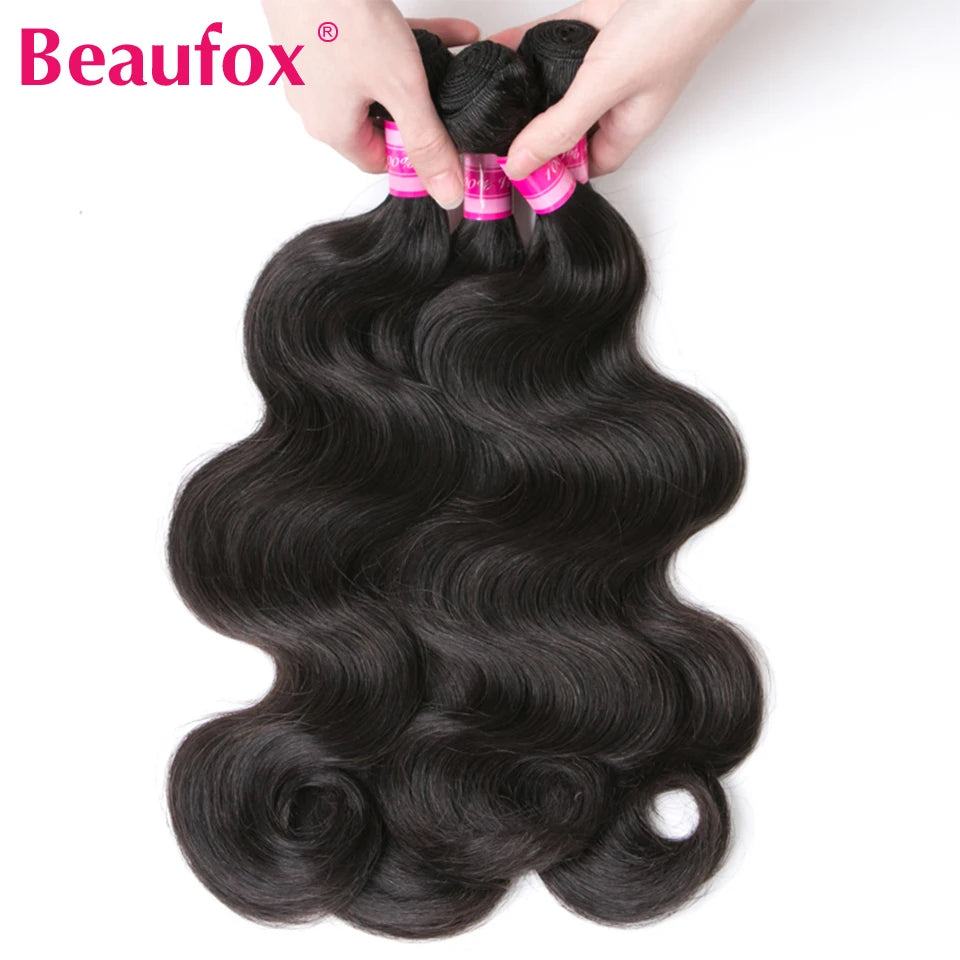 Beaufox corps vague paquets cheveux brésiliens armure paquets 1/3/4 pièces paquets de cheveux humains naturel/noir de jais 8-30 "Remy Extensions de cheveux