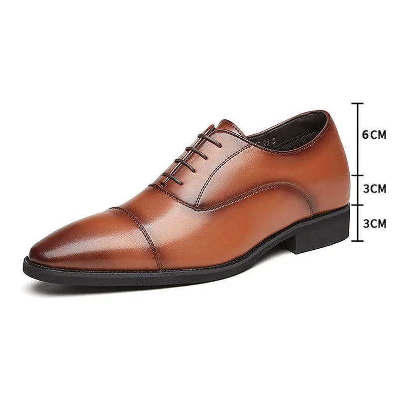 Haute qualité hauteur augmenter Oxford chaussures habillées hommes véritable cuir de vache costume chaussures ascenseur richelieu mariage formel ascenseur chaussures