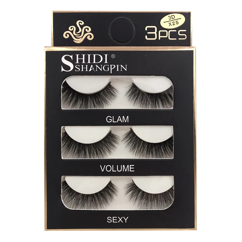 Faux Cils Naturels Longs en Vison 3D, Souples et Moelleux, fissuraminants, Faits à la Main, Outils de Maquillage pour les Yeux, 3 Paires