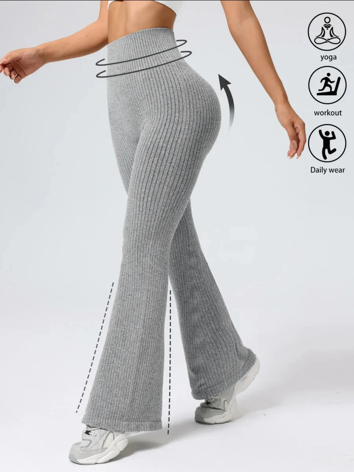 Pantalon évasé taille haute extensible pour femme – Coupe ajustée, idéal pour l'entraînement et les tenues décontractées quotidiennes