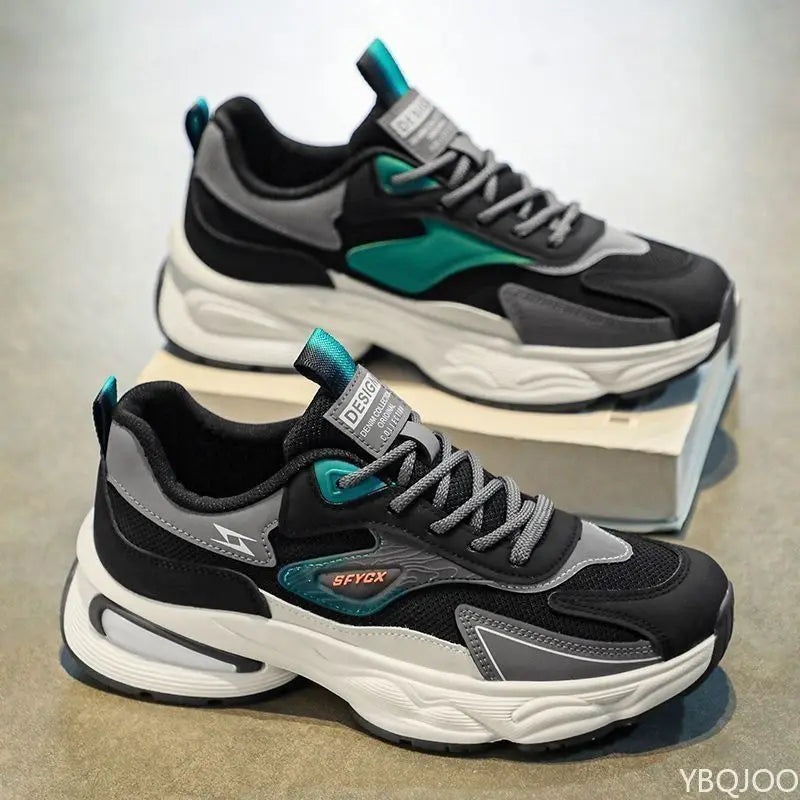 Chaussures de sport en maille résistantes à l'usure pour hommes, respirantes, polyvalentes, décontractées, confortables, à semelles épaisses, nouvelle collection printemps automne
