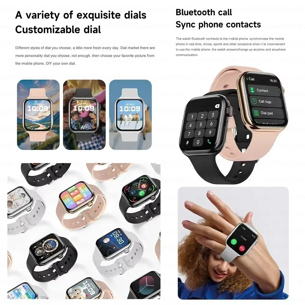 Montre connectée GPS pour hommes et femmes, compatible avec Apple Watch série 10, affichage permanent, mesure de la température corporelle, appels Bluetooth, NFC, pour iOS et Android