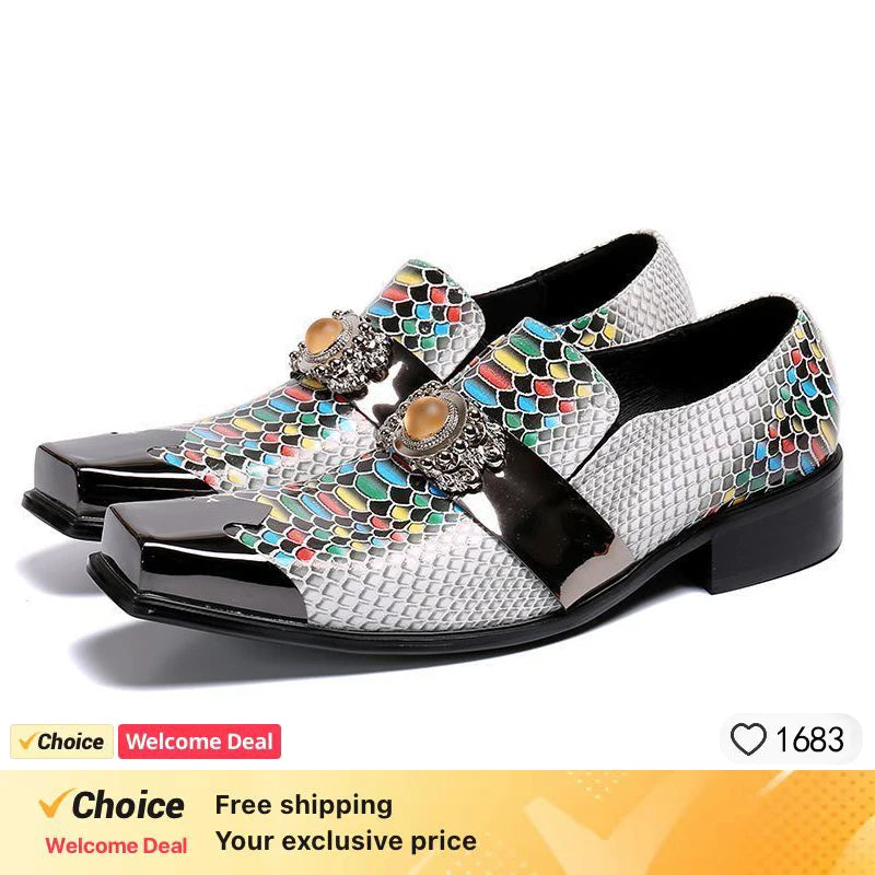 Chaussures de luxe pour hommes designer comme motif serpent chaussures habillées homme Gentleman Slip On Oxfords chaussures en cuir véritable pour hommes mode