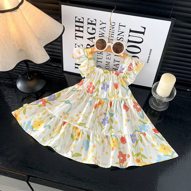 Robe d'été 2026 pour filles à manches volantées, robes de princesse imprimées à volants pour enfants de 1 à 12 ans, vêtements de vacances