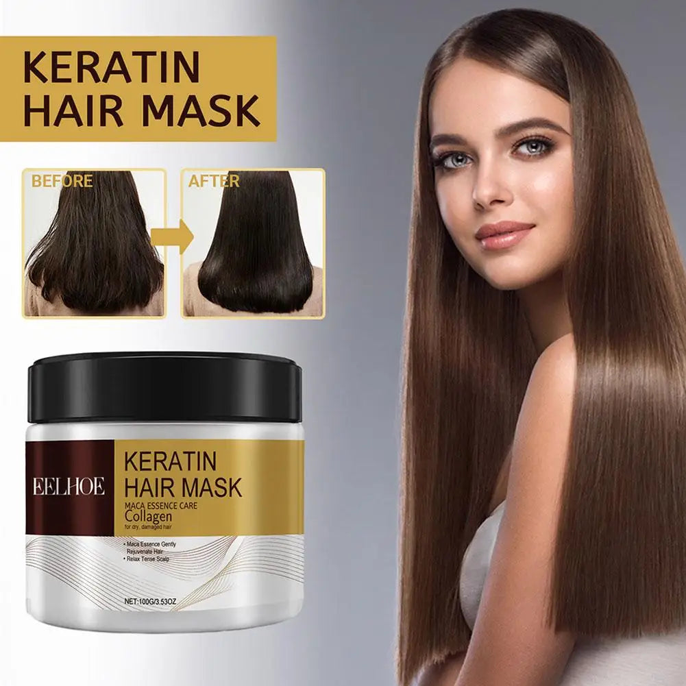 Masque capillaire au collagène et à la kératine, contrôle du sébum, masque capillaire à l'huile d'argan marocaine, revitalisant, doux, lisse, réparation des cheveux abîmés, soin des cheveux