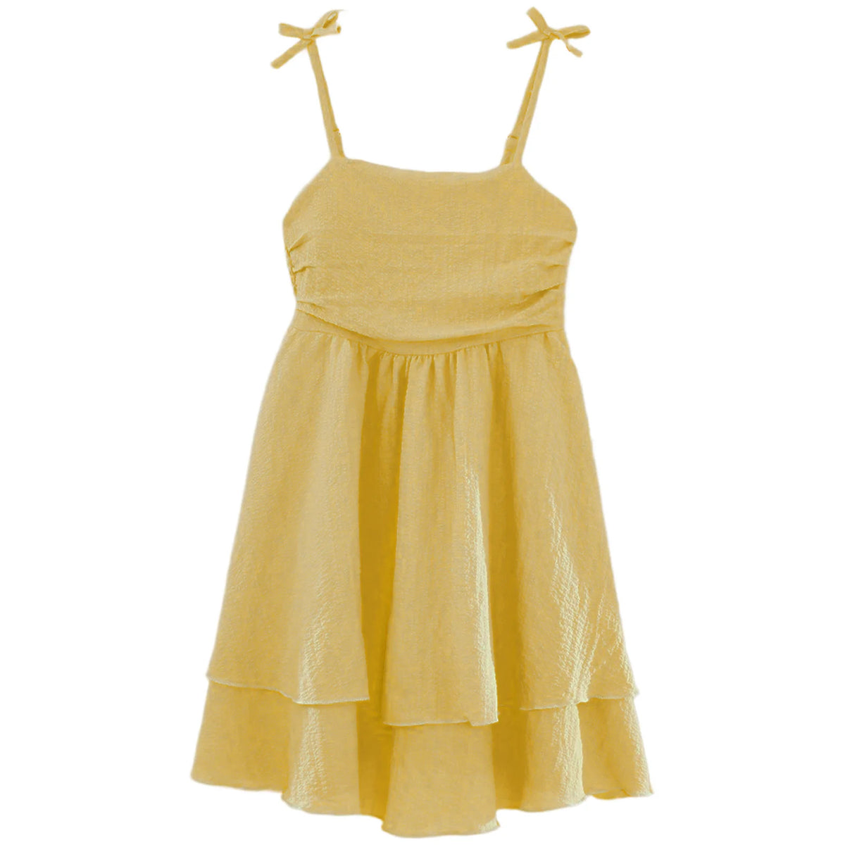 Robe d'été à bulles bouffantes pour enfants filles, bretelles Spaghetti, sans manches, ourlet fluide à volants, robe de princesse pour fête sur la plage et vacances