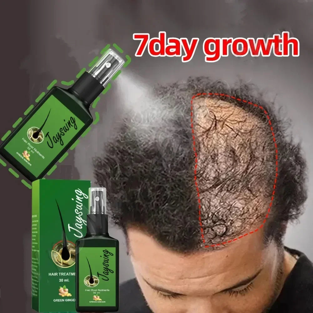 Spray rapide pour la croissance des cheveux au gingembre, Anti-chute des racines, sérum pour la repousse des cheveux, réparation endommagée du cuir chevelu, produits de soins nourrissants pour femmes et hommes