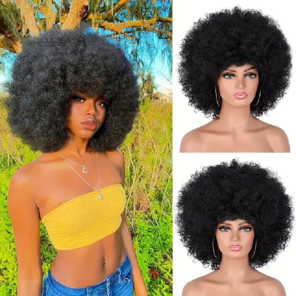 Perruques de cheveux humains bouclés Afro courts avec frange perruques Bob naturelles moelleuses perruques brésiliennes entièrement fabriquées à la Machine en vente 180% densité