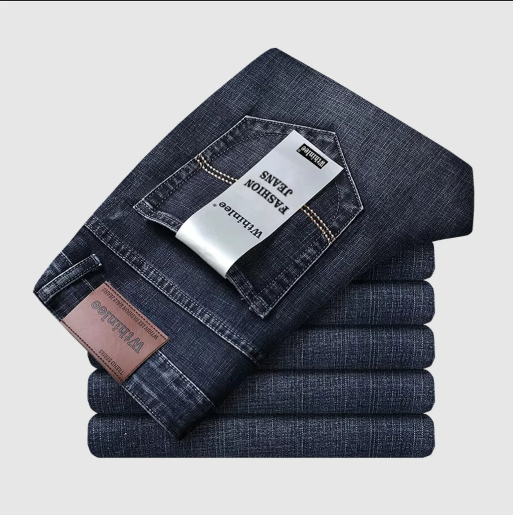 Wthinlee nouveaux hommes d'affaires jean polaire décontracté droit Stretch mode classique bleu noir travail Denim pantalon mâle vêtements