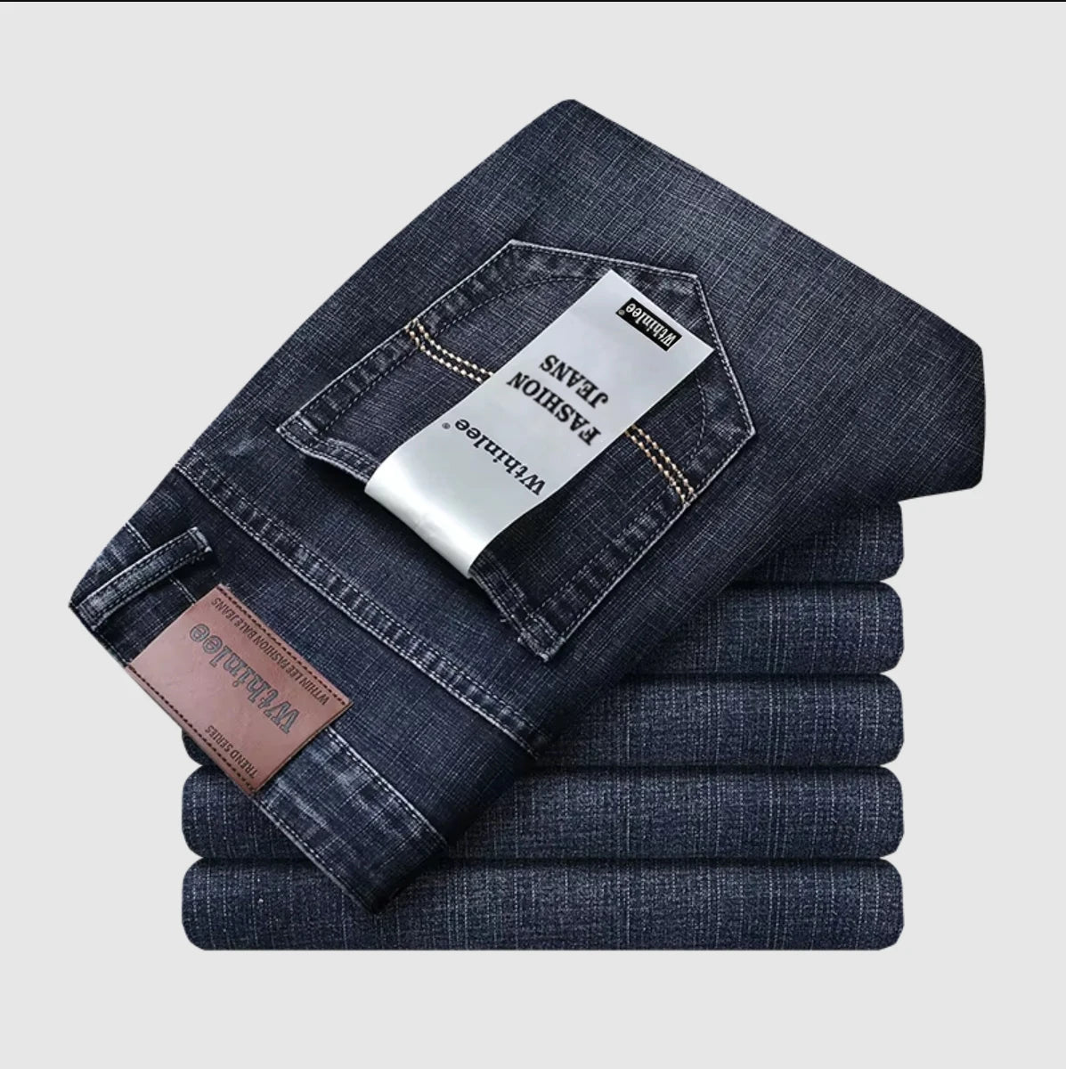 Wthinlee nouveaux hommes d'affaires jean polaire décontracté droit Stretch mode classique bleu noir travail Denim pantalon mâle vêtements