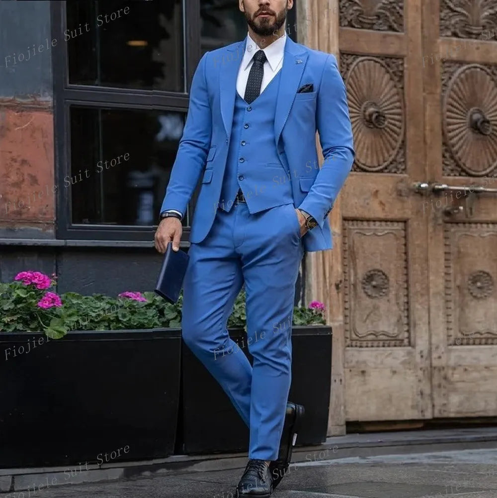 Costume ivoire pour hommes, Tuxedos d'affaires pour occasions formelles, marié, fête de mariage, bal de promo, ensemble 3 pièces, Blazer, gilet, pantalon