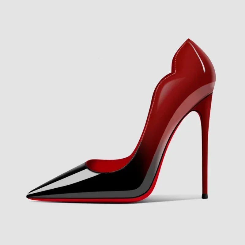 2025New dégradé fond rouge grands talons Sexy motif léopard pointu professionnel chaussures pour femmes noir Graduation chaussures simples