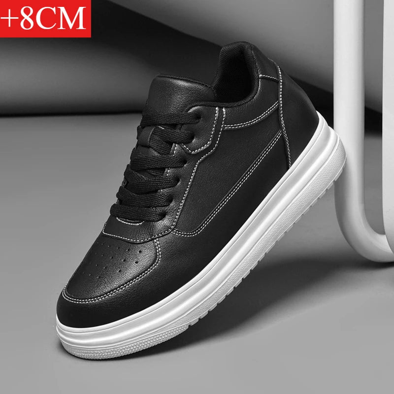 Nouvelles chaussures invisibles augmentant la hauteur pour hommes, chaussures de sport 6CM-8CM-10CM, chaussures de sport en cuir blanc pour hommes, tailles agrandies 36-46