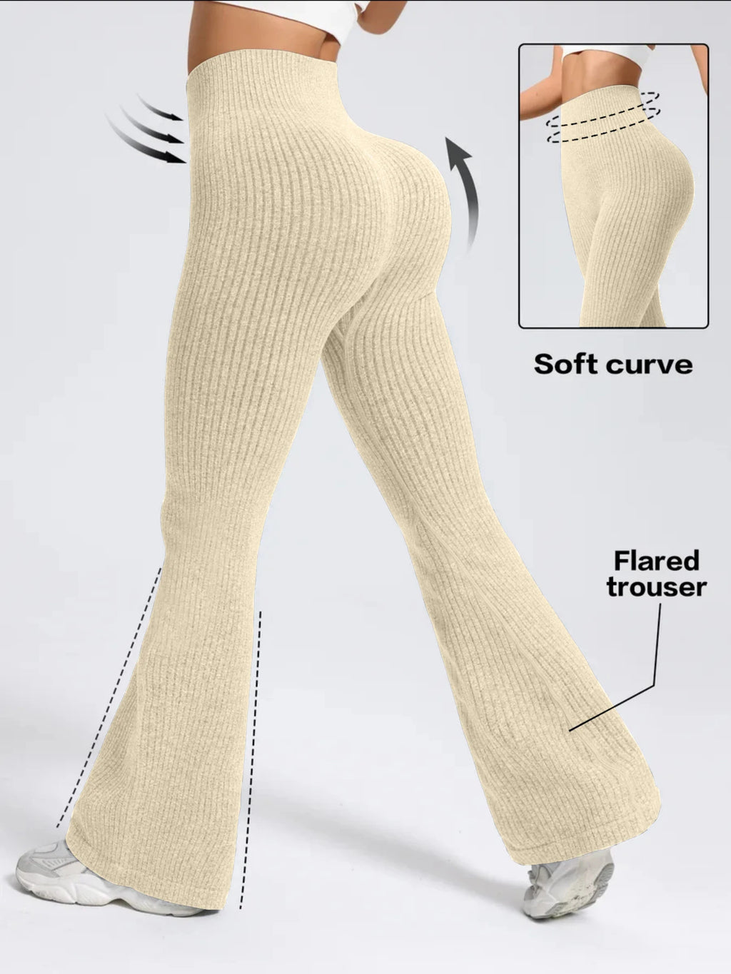 Pantalon évasé taille haute extensible pour femme – Coupe ajustée, idéal pour l'entraînement et les tenues décontractées quotidiennes