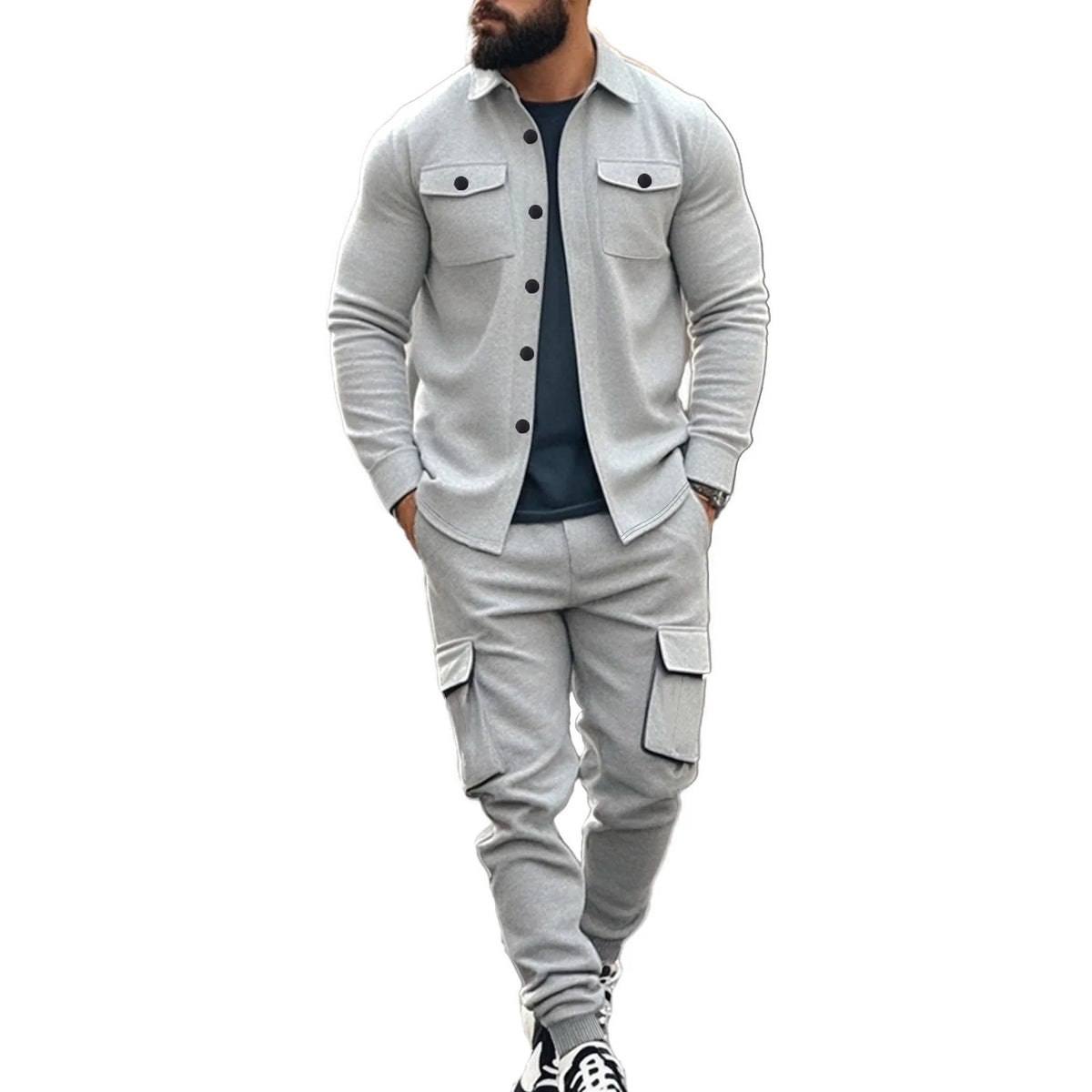 Ensemble de veste à revers de chasse tactique en polaire pour hommes, lourd américain, ample et chaud, ensemble deux pièces