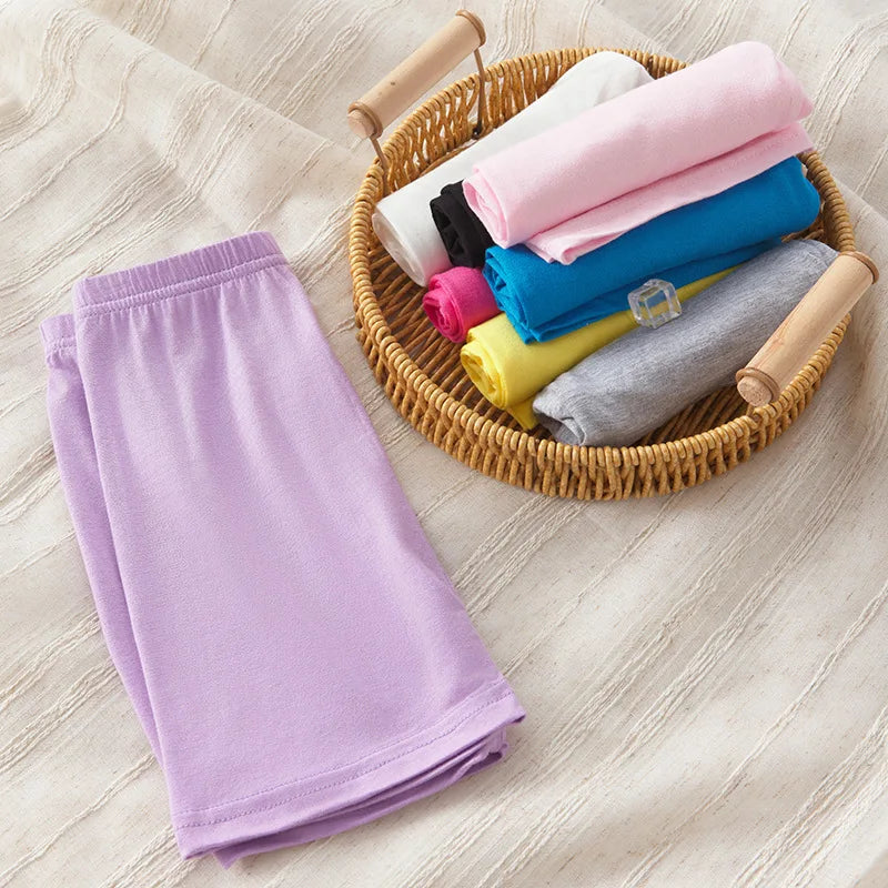 Leggings d'été pour enfants, 2 pièces, shorts de sécurité en coton pour filles, shorts de plage de couleur unie, adaptés aux enfants âgés de 2 à 12 ans