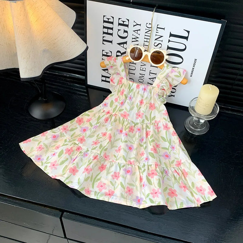 Robe d'été 2026 pour filles à manches volantées, robes de princesse imprimées à volants pour enfants de 1 à 12 ans, vêtements de vacances