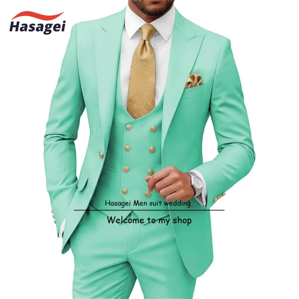 Costumes pour hommes 3 pièces, coupe ajustée, pour mariage, bal de promo, smoking, costumes formels pour hommes d'affaires