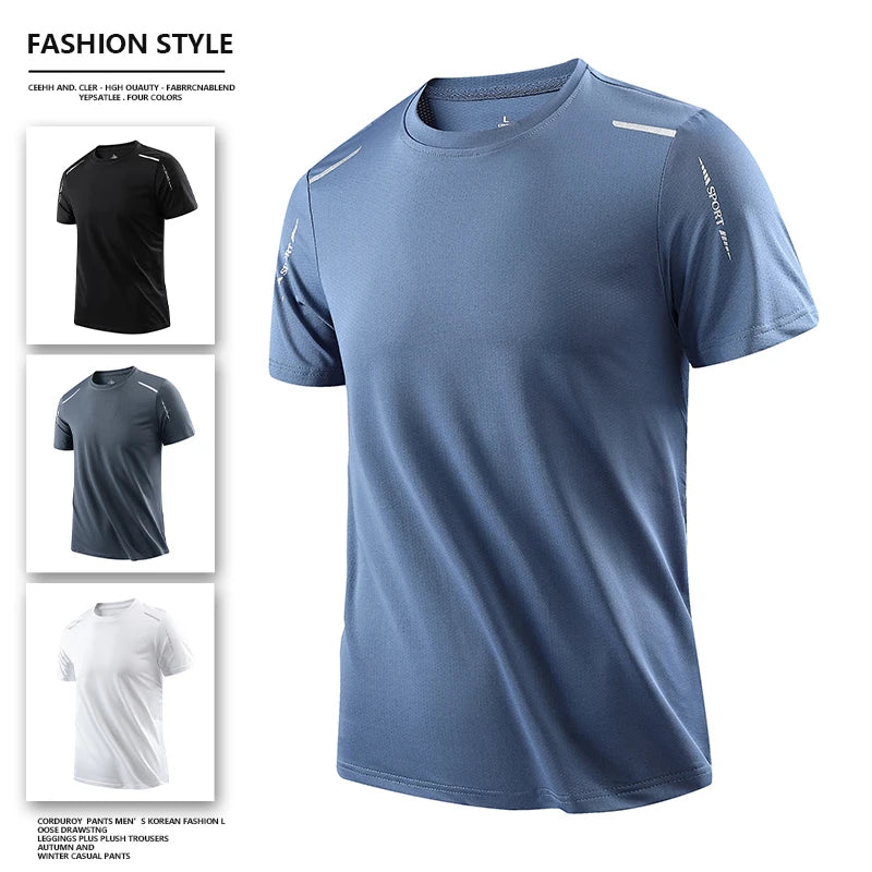 CHRLCK hommes course séchage rapide T-shirts respirant randonnée pêche T-shirts élasticité douce Sports de plein air chemise courte été