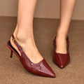 Escarpins à talons hauts pointus pour femmes, sandales sexy à talon fin et bride arrière, élégantes chaussures de soirée en cuir verni