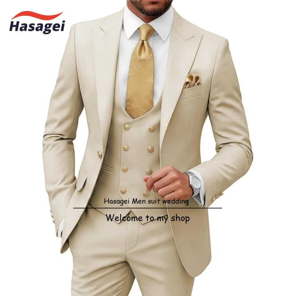 Costumes pour hommes 3 pièces, coupe ajustée, pour mariage, bal de promo, smoking, costumes formels pour hommes d'affaires