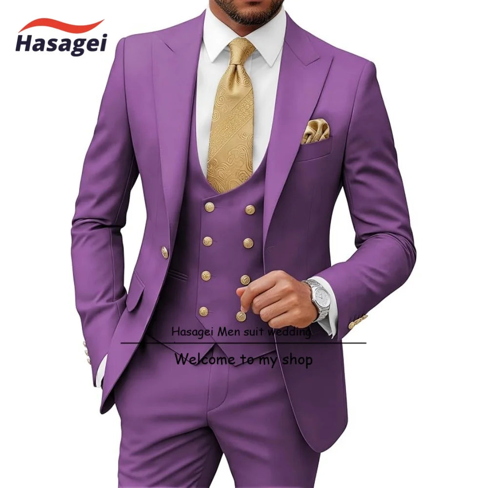 Costumes pour hommes 3 pièces, coupe ajustée, pour mariage, bal de promo, smoking, costumes formels pour hommes d'affaires