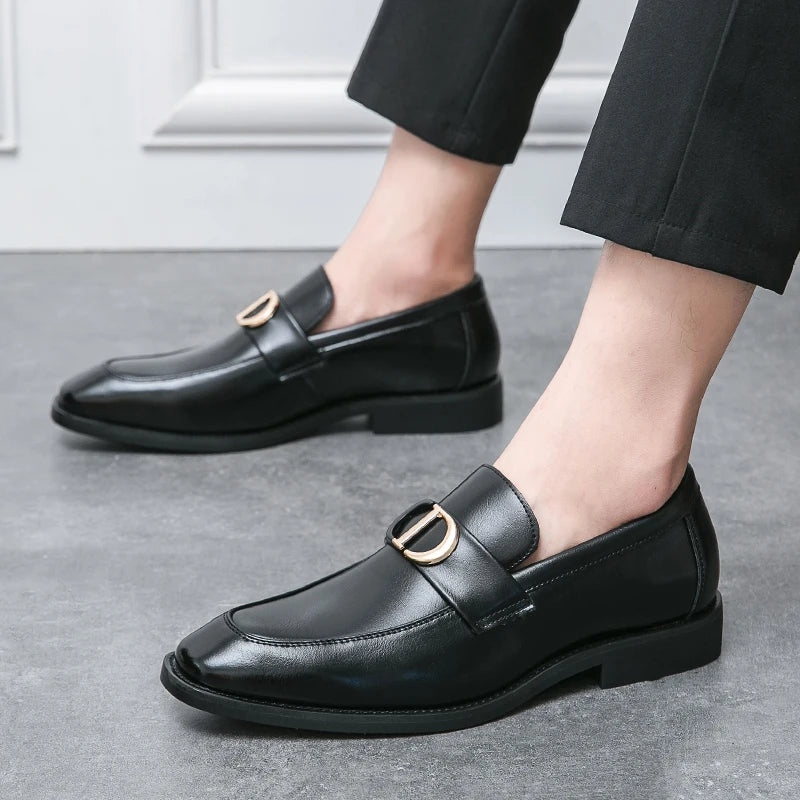 Mocassins pour hommes en PU à talon bas, chaussures professionnelles classiques confortables pour hommes d'affaires, taille 38-46