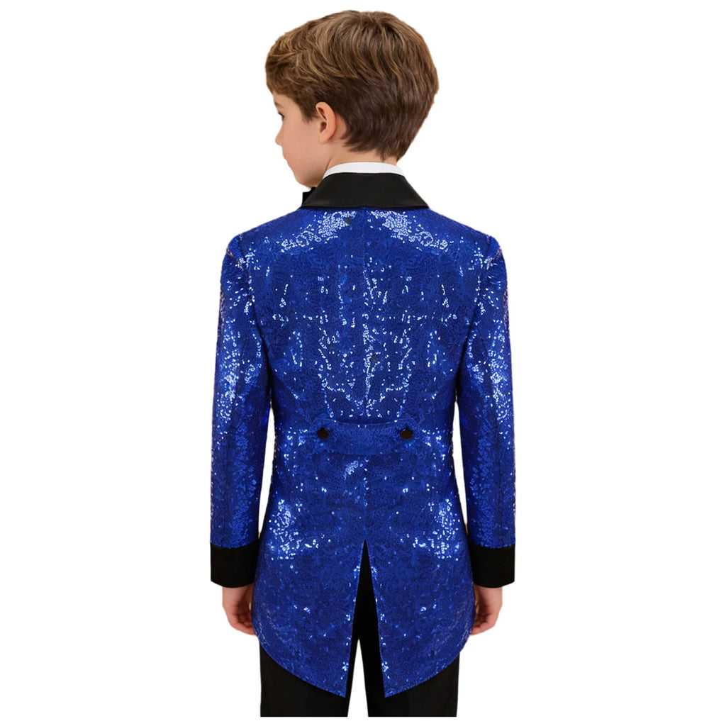 Blazer de smoking scintillant à sequins pour garçons avec nœud papillon, veste de gentleman à manches longues pour enfant, idéal pour mariage, fête formelle, spectacle de magie