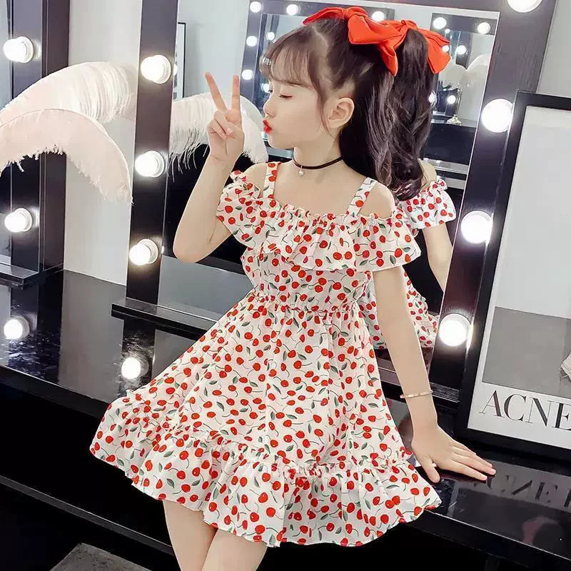 Robe d'été fine pour fille, robe de princesse florale en mousseline, vêtements d'été décontractés pour enfants, robes pour filles, Vestidos