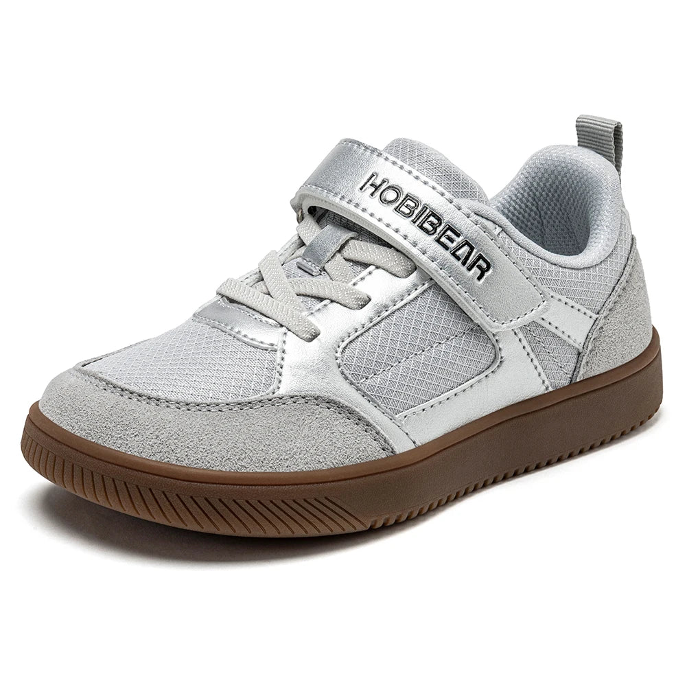 HOBIBEAR chaussures large largeur pour enfants pieds nus crochet boucle baskets minimaliste en cuir artificiel léger doux chaussures de marche