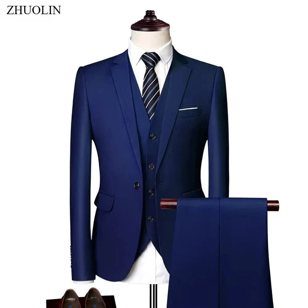 Costumes pour hommes élégant mariage 3 pièces Blazers tenue 2 ensemble vestes gilet pantalon complet 2025 mode classique affaires formel
