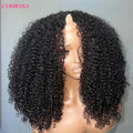 Perruque V-Part 250% Kinky Curly en Cheveux Humains, Sans Tissage apparent, Améliorée, Ondulations Profondes, Perruque Demi-Tête Sans Colle à Clipser pour Femmes