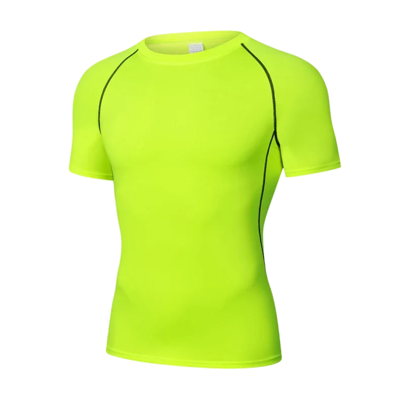 T-shirt de compression à séchage rapide avec bande réfléchissante pour homme - Haut de sport élastique pour la course à pied, la salle de sport, la remise en forme