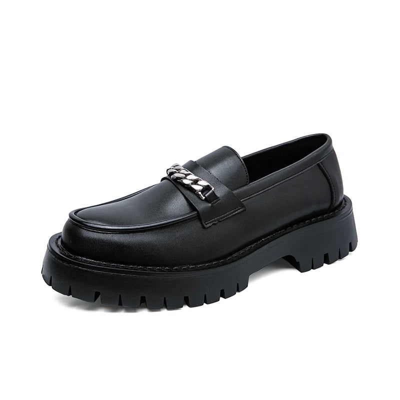 Nouvelles chaussures à plate-forme mocassins chaussures hommes chaussures de mariage à semelles épaisses noir chaussures d'affaires formelles sans lacet en cuir augmenter chaussures décontractées