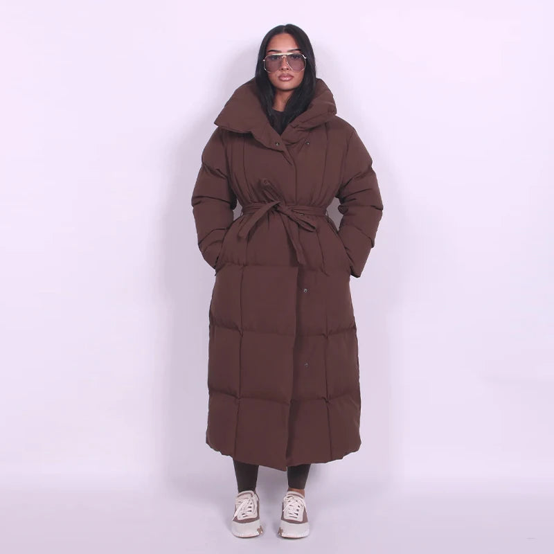 Veste longue à lacets à capuche pour femme, couleur unie, fermeture éclair, manches longues, manteaux amples, polyvalents, chauds et minimalistes, nouvelles vestes d'hiver pour femmes