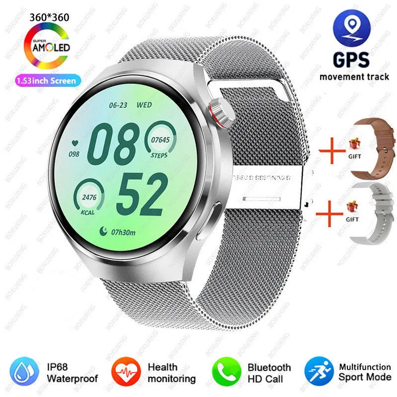 Nouvelle Montre Connectée GPS 4 Pro 2026 pour Hommes, Écran AMOLED 360*360, Fréquence Cardiaque, Appel Bluetooth, Étanche IP68, Montre Intelligente Sportive pour Homme