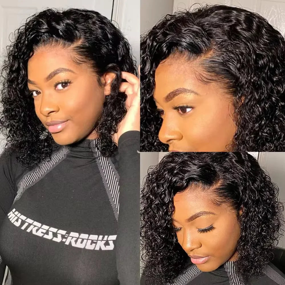 Cheveux brésiliens courts crépus bouclés paquets avec fermeture 100% non transformés Extension de trame de cheveux cheveux humains couleur naturelle cheveux vierges