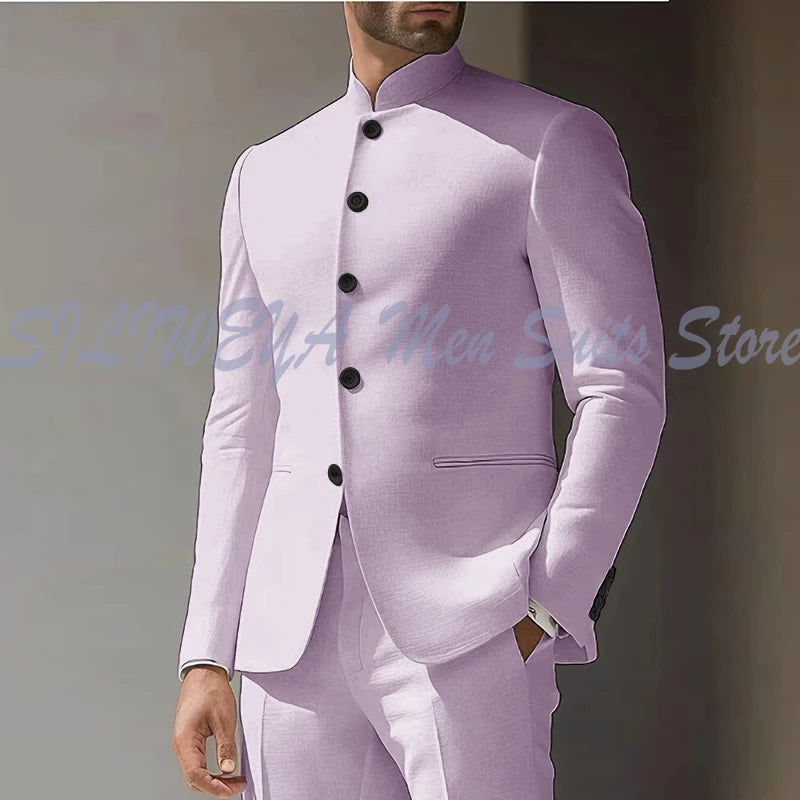 Costume Homme Blanc en Lin, Simple Boutonnage, 2 Pièces (Veste et Pantalon), pour Occasions Spéciales, Formel, Personnalisable, Vêtement Masculin Tendance Classique 2025