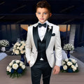 Costume blanc pour garçon d'affaires, pour occasions formelles, pour enfants, fête de mariage, bal de promo, ensemble 3 pièces, Blazer, gilet, pantalon